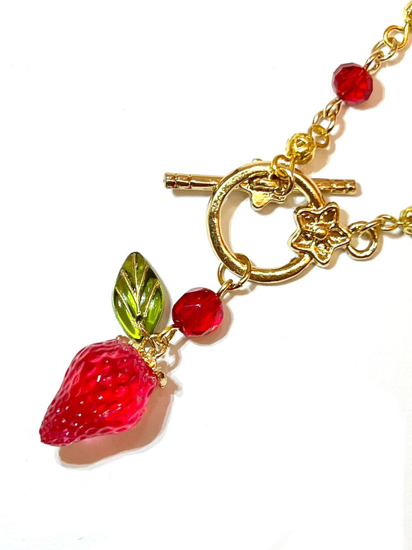 レッドゲーサイトいちごのブレスレット 小粒完熟いちごブレスレット ブレスレット Berry_Berry_fa 通販