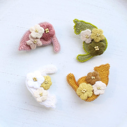 春の新作【春ねこブローチ】(さくら)オートクチュール刺繍ブローチ　(桜ハンドメイド2022) 7枚目の画像