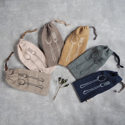 リネンのお箸ケース　ブルー　ハンドメイド リネンのお箸ケース ブルー ハンドメイド