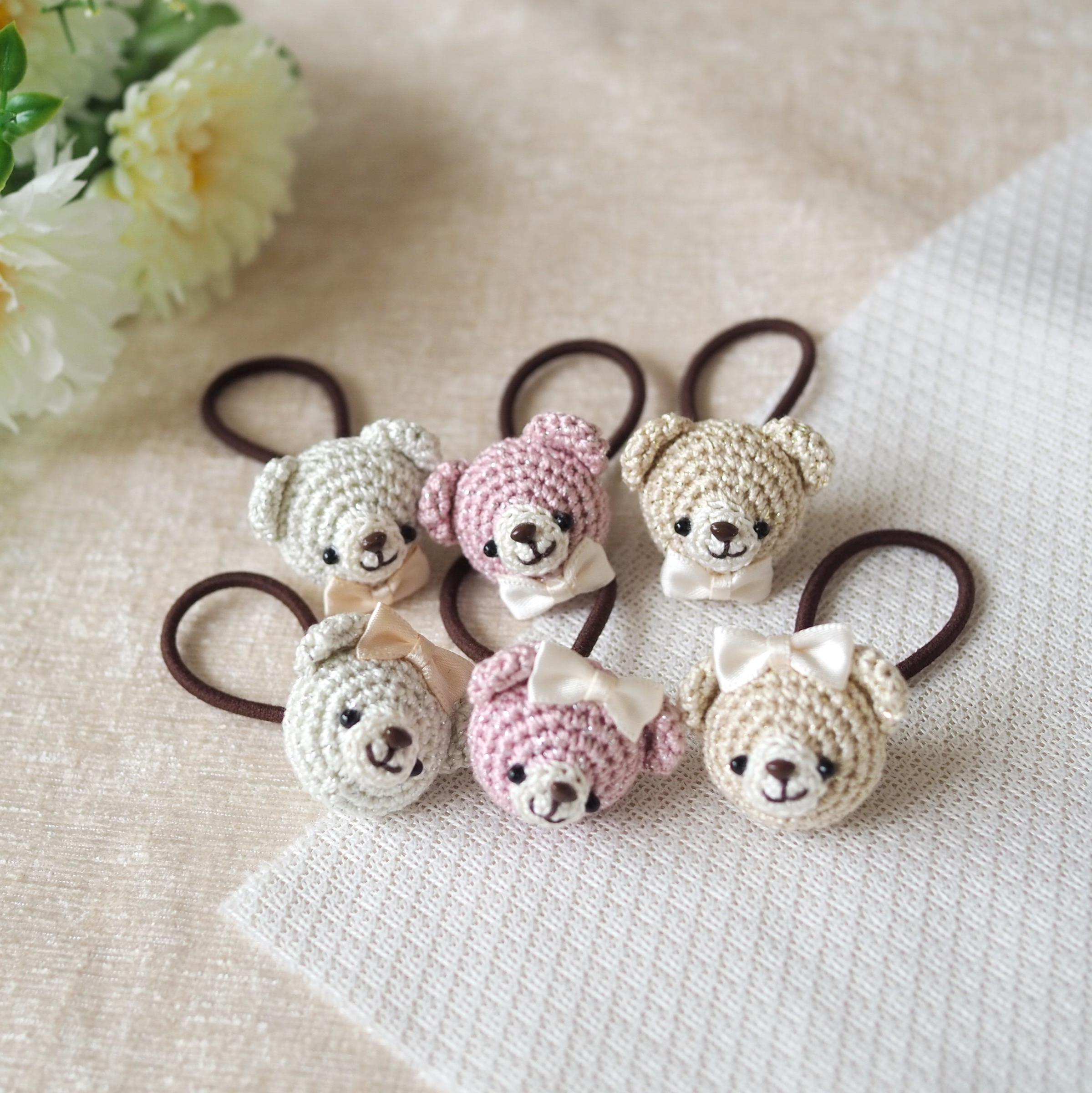 ＊くまさんヘアゴム＊　ハンドメイド くまの編みぐるみヘアゴム | ハンドメイド雑貨店 ゆめばこ