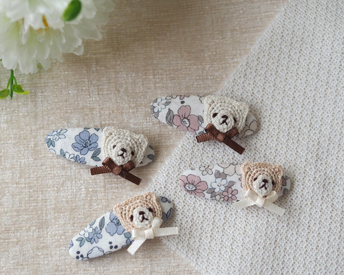 蜂さんとくまさん♡パッチンピンヘアゴムセット くまさんのパッチンピン 雑貨・その他 tanoki bear 通販