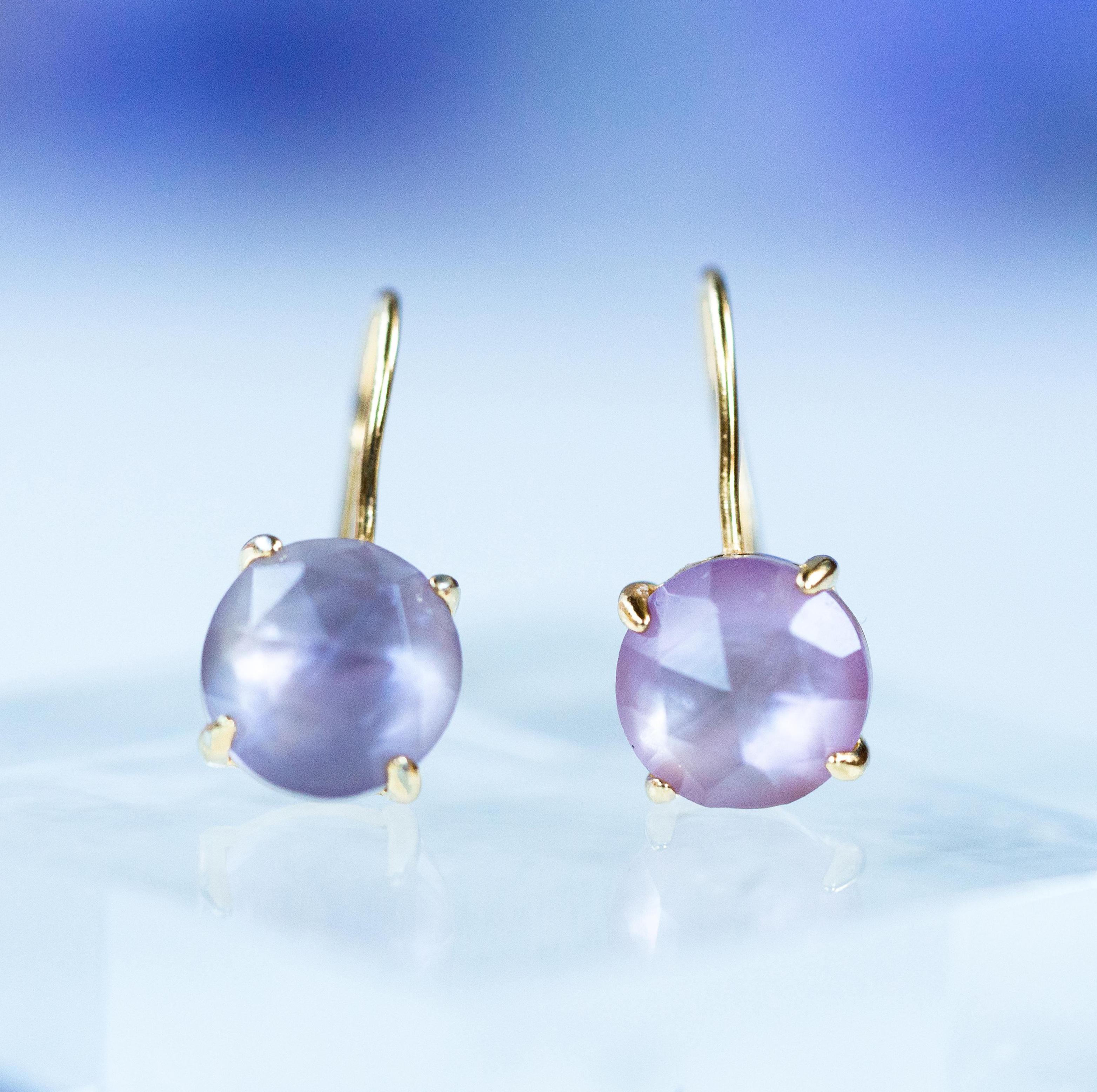 《超早割》大サイズ再入荷《Lilac / ～宝石質アメジストとホワイトシェルのピアス・イヤリング