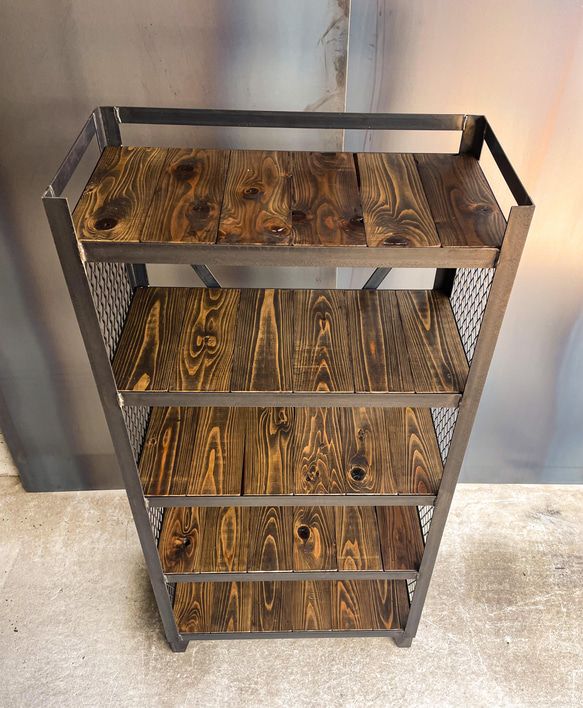 アイアンラック［C］シェルフ［幅60㎝×高さ120㎝×奥行き30㎝］インダストリアル　スチールラック　洋服棚　植物棚 