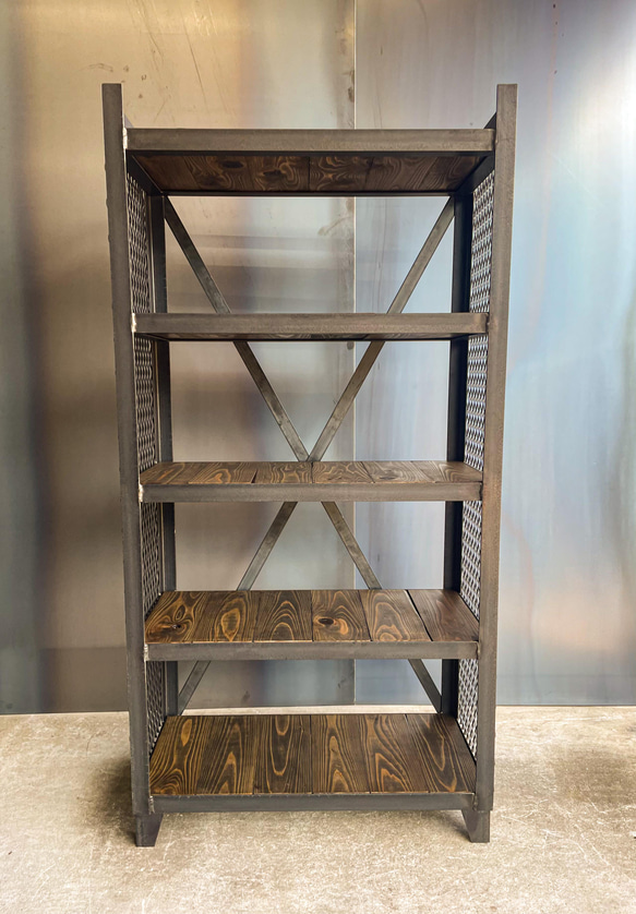 アイアンラック［C］シェルフ［幅60㎝×高さ120㎝×奥行き30㎝］インダストリアル　スチールラック　洋服棚　植物棚 