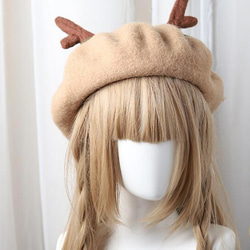 シフゾウ鹿羊毛ベレー帽 3枚目の画像