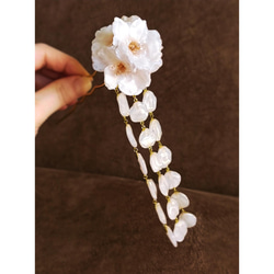 【受注制作】Everpink Sakura.　本物のお花　満開桜の花びら揺れる髪飾り ヘッドドレス　かんざし　しだれ 13枚目の画像
