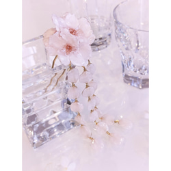 【受注制作】Everpink Sakura.　本物のお花　満開桜の花びら揺れる髪飾り ヘッドドレス　かんざし　しだれ 2枚目の画像