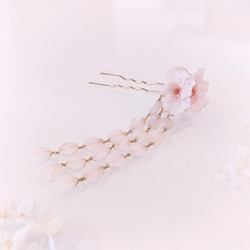 【受注制作】Everpink Sakura.　本物のお花　満開桜の花びら揺れる髪飾り ヘッドドレス　かんざし　しだれ 11枚目の画像