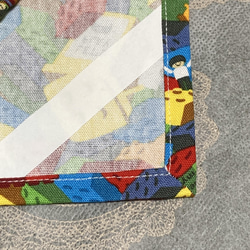 給食袋　二枚仕立て　ランチマット　ナフキン　40✖️60 大きいサイズ　男の子　ブロック柄　カラフル　レッド　ブルー 4枚目の画像