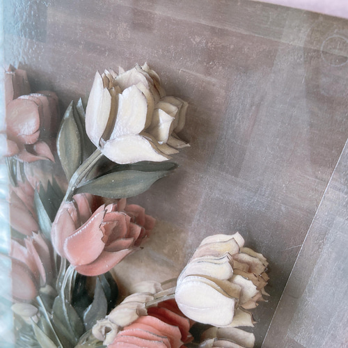 一点もの】シャドーボックス×フランス額装 花 立体・オブジェ