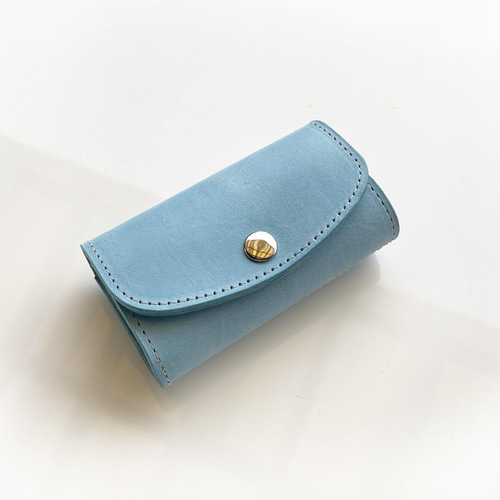 ライムグリーンのファスナーポケット付きキーケース（イタリアンレザー