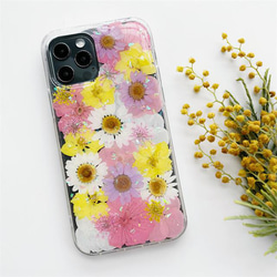 春の新作 スマホリング iPhone14Pro/SE/Xperia5III/GALAXYS23 押し花スマホケース 8枚目の画像