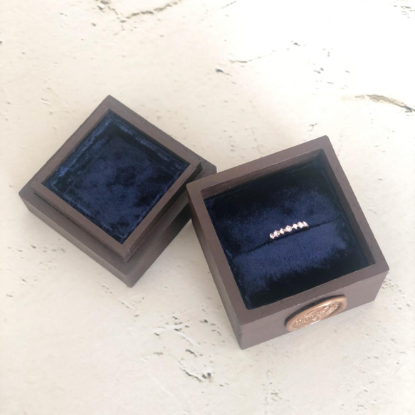 ダークチョコ　リングケース　指輪収納　アクセサリーケース 5枚目の画像
