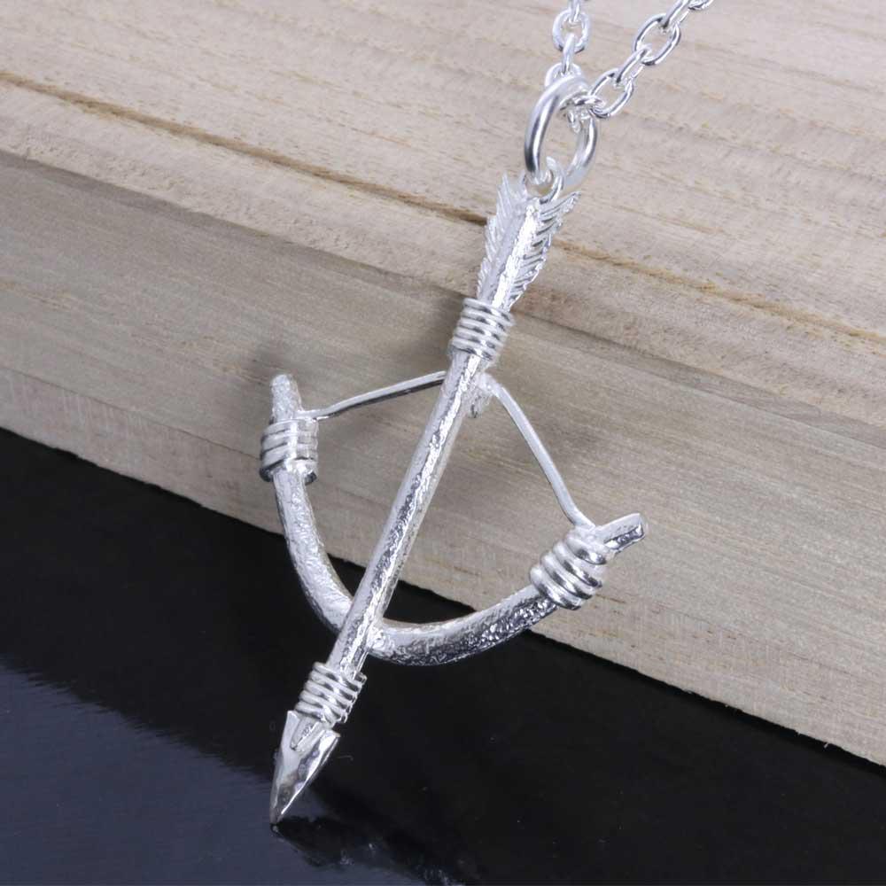 ネックレス メンズ : 生 弓矢 ペンダント 白仕上げ 矢 弓 矢尻 アロー シンプル ブランド