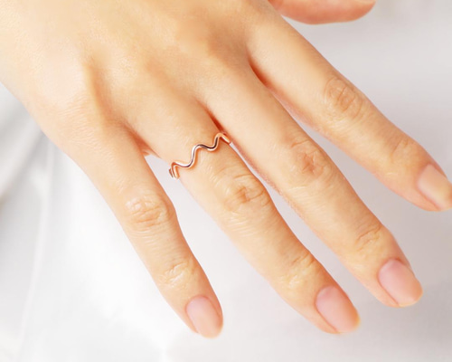 K18 ピンクゴールド ウェーブリング #5 K18 ピンクゴールド ウェーブ