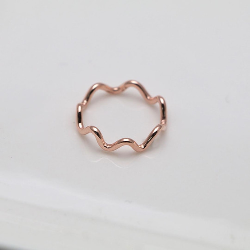 Silver925】ウェーブリング ピンクゴールド 波 細め ◇ リング（184