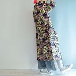 非洲印花 - 植物粉色開襟長款襯衫連衣裙趣味兩用穿著方便旅行 第18張的照片