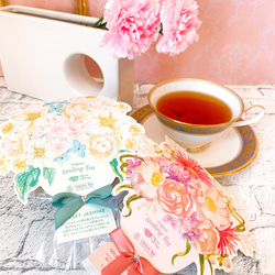感謝を込めてバラエティーブーケピンク　バルーン　アートフラワー　紅茶　プチギフト　 2枚目の画像