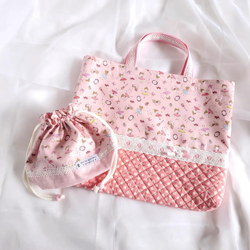 ♡゜.+° バレリーナ 上履き入れ ゜+.゜♡ バレリーナ刺繍の上靴袋/ミルキーピンク – bojji 公式