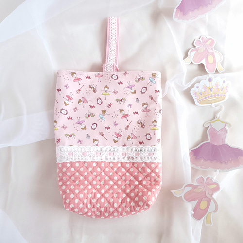 ♡゜.+° バレリーナ 上履き入れ ゜+.゜♡ 完売しました】バレリーナ柄のシューズ袋✻ピンク 上履き袋