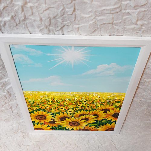 油絵 絵画 【夏空と太陽とひまわり畑】 絵画 HR 通販 13436002