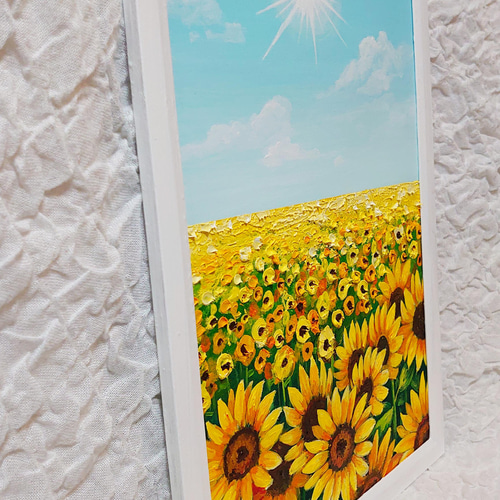 油絵 絵画 【夏空と太陽とひまわり畑】 絵画 HR 通販 13436002