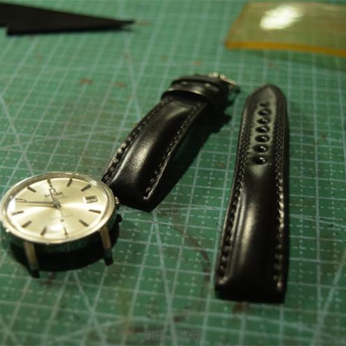 受注製作 新喜皮革コードバン 無双仕立て 時計ベルトオーダー 受注製作 新喜皮革コードバン 無双仕立て 時計ベルトオーダー