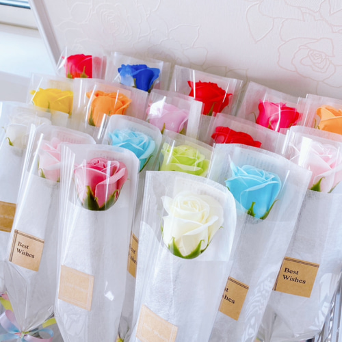 薔薇の一輪ブーケ ソープフラワー プチギフト 卒業 卒園 ノベルティ