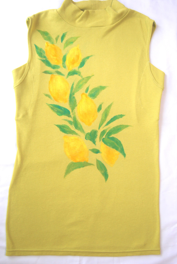 檸檬香るワタシのリメイク　注文　手描きシャツ　一点物　持ち込み 1枚目の画像