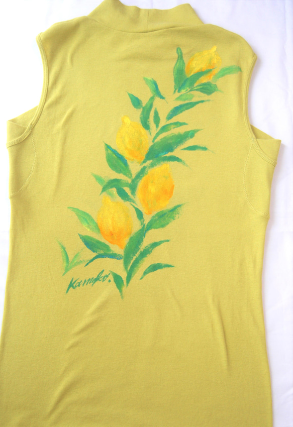 檸檬香るワタシのリメイク　注文　手描きシャツ　一点物　持ち込み 2枚目の画像