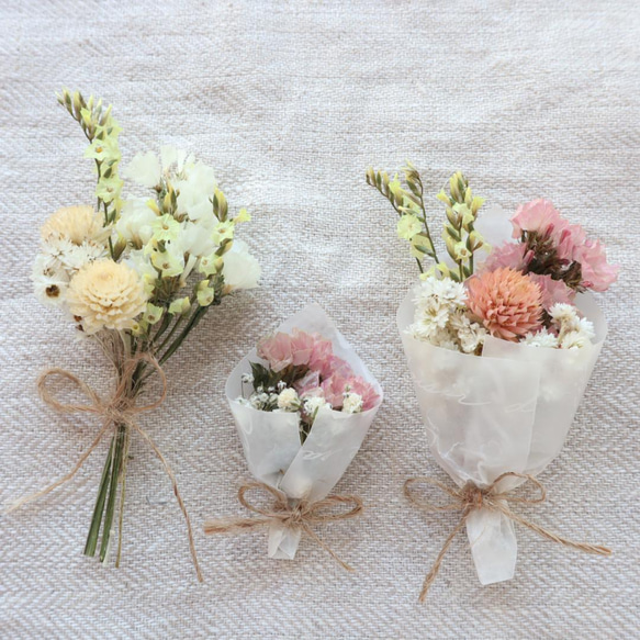 ミニチュア】小さな小さなドライフラワー花束3点セット ドライフラワー