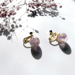 紫陽花のコロンとイヤリング／ピアス　桜カラー 2枚目の画像
