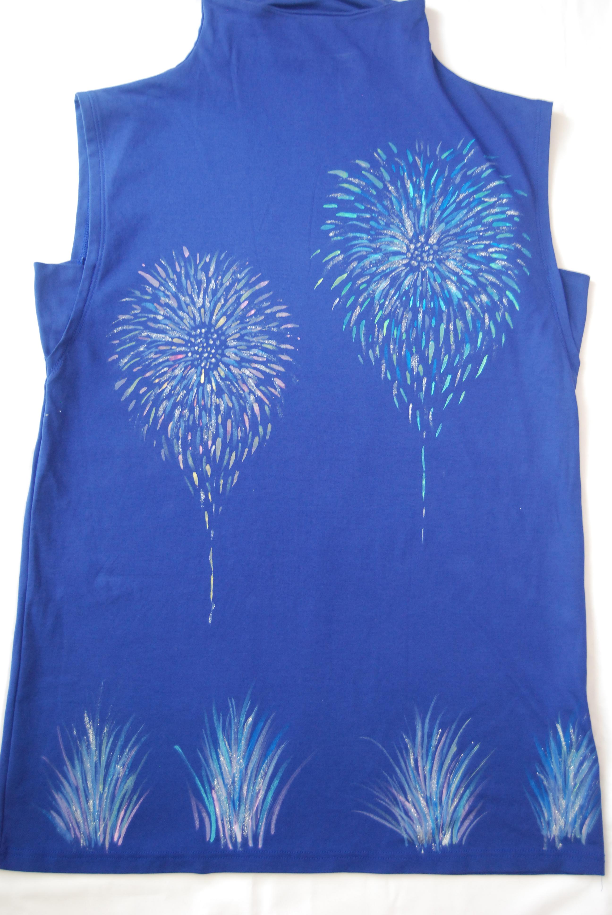 夜空に輝く夏の花　注文　手描きシャツ　一点物　持ち込み