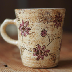 コーヒーカップ　紫の花唐草 2枚目の画像