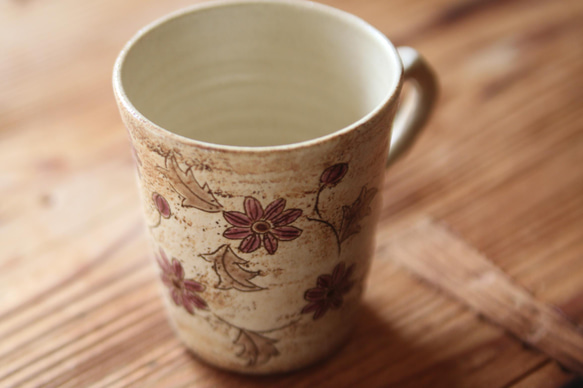 コーヒーカップ　紫の花唐草 3枚目の画像