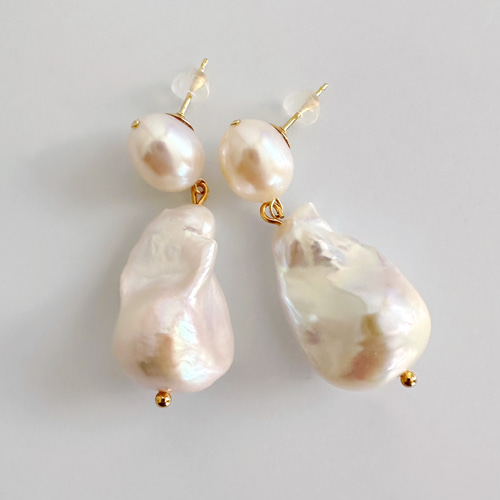 高品質 たまごバロック ピアス イヤリング ピアス（スタッド・一粒