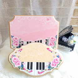 ピアノの先生へ♪【受注制作】エレガントアイボリー♪薔薇と小花とブルーベリー＊ピアノ鍵盤ボード♪♡【P018】 10枚目の画像