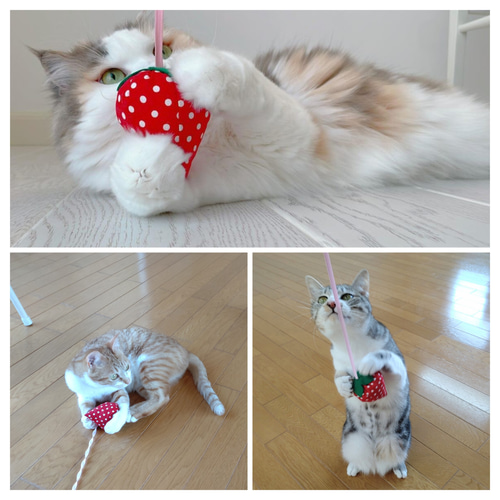 じゃれねこちゃんヘアクリップいちご