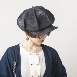 『闇炎』BlackIndigo、送料無料、タイ・モン族の手織りヘンプと日本のタイダイリネンを使った２WayCap 12枚目の画像