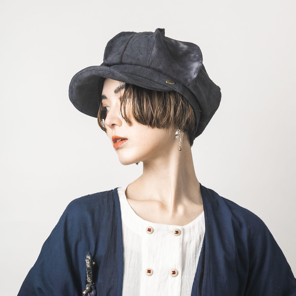 『闇炎』BlackIndigo、送料無料、タイ・モン族の手織りヘンプと日本のタイダイリネンを使った２WayCap 9枚目の画像