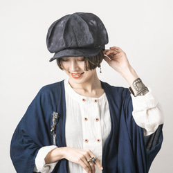 『闇炎』BlackIndigo、送料無料、タイ・モン族の手織りヘンプと日本のタイダイリネンを使った２WayCap 11枚目の画像