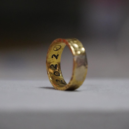 真鍮 指輪 槌目加工 ハンドメイド リング 指輪・リング