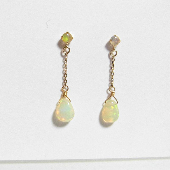 K18 上品可愛い オパール ピアス ピアス（スタッド・一粒） Rua 通販 
