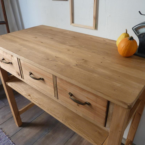 キッチン作業台 キッチンカウンター 引出し3杯 ワーク デスク w120 机