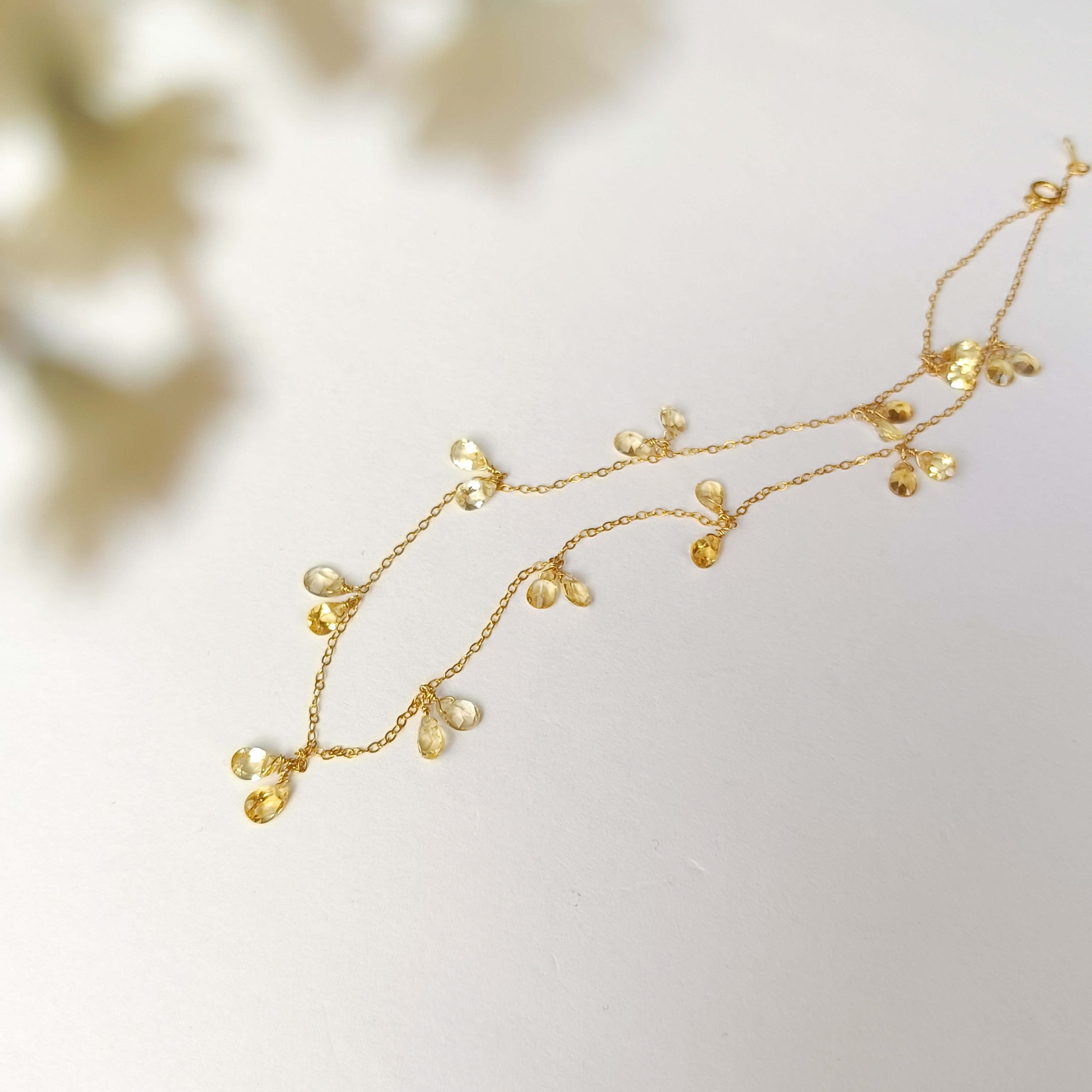 【 特集掲載品 】 〈選べる長さ〉 ジュエリー品質 シトリン (天然水晶) × 14kgf の フリンジネックレス