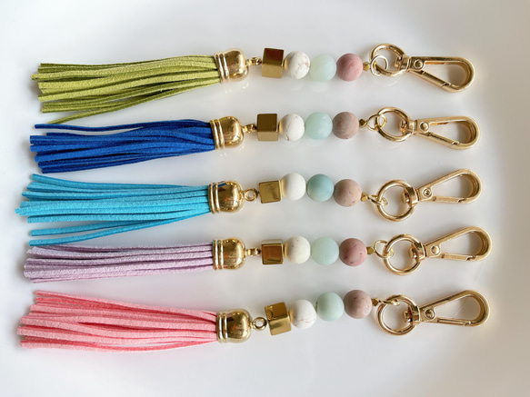 天然石とタッセルのバッグチャーム✧お財布チャーム✧スマホストラップ✧ Tassel charm ✧ Bag charm 7枚目の画像