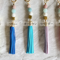 天然石とタッセルのバッグチャーム✧お財布チャーム✧スマホストラップ✧ Tassel charm ✧ Bag charm 5枚目の画像