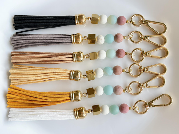 天然石とタッセルのバッグチャーム✧お財布チャーム✧スマホストラップ✧ Tassel charm ✧ Bag charm 6枚目の画像