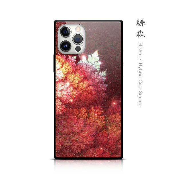 緋森 - 和風 四角型 強化ガラスiPhoneケース/iPhone17/17Pro/17ProMax/Airも対応