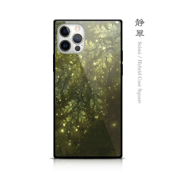 静翠 - 和風 四角型 強化ガラスiPhoneケース/iPhone17/17Pro/17ProMax/Airも対応